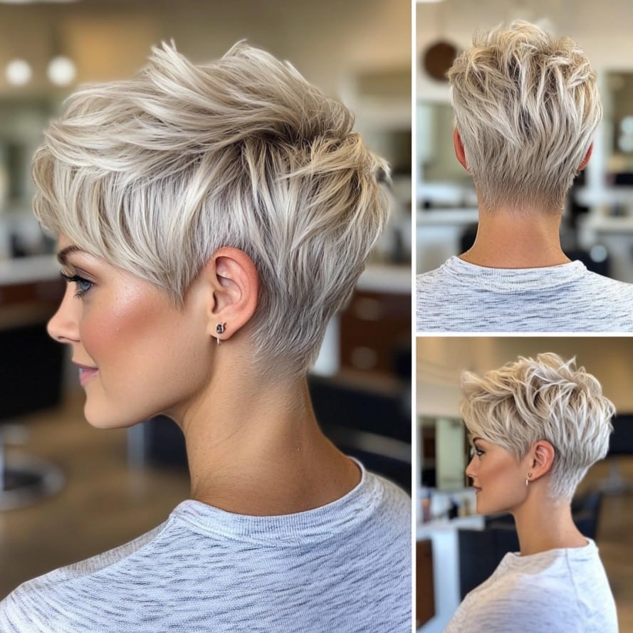 Platinum Blonde Pixie with Dark Roots