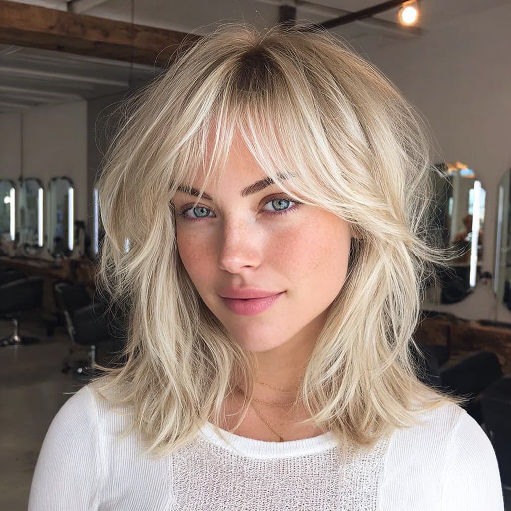 Platinum Shaggy Bob Hair
