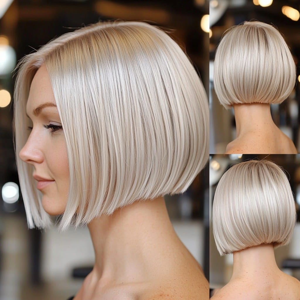 Platinum Silver Bob Hair