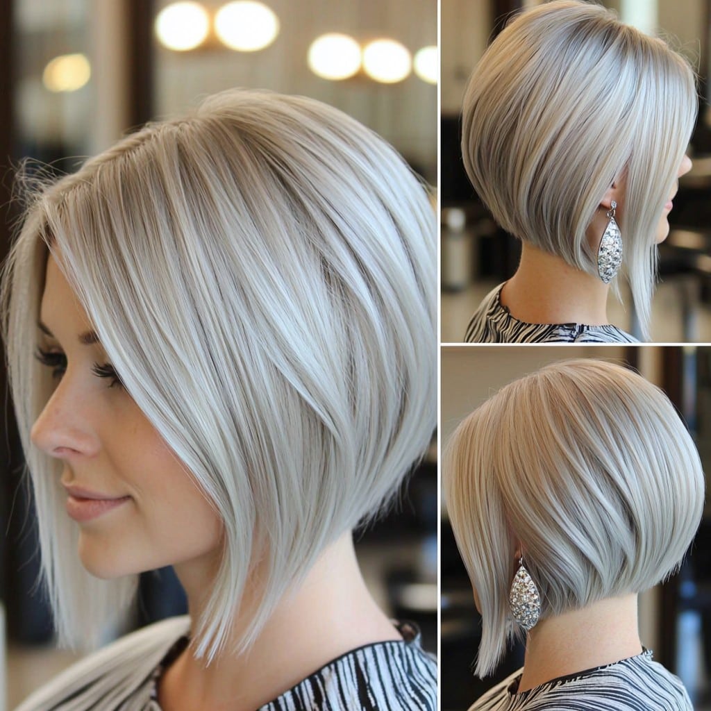 Platinum Silver Bob Hair