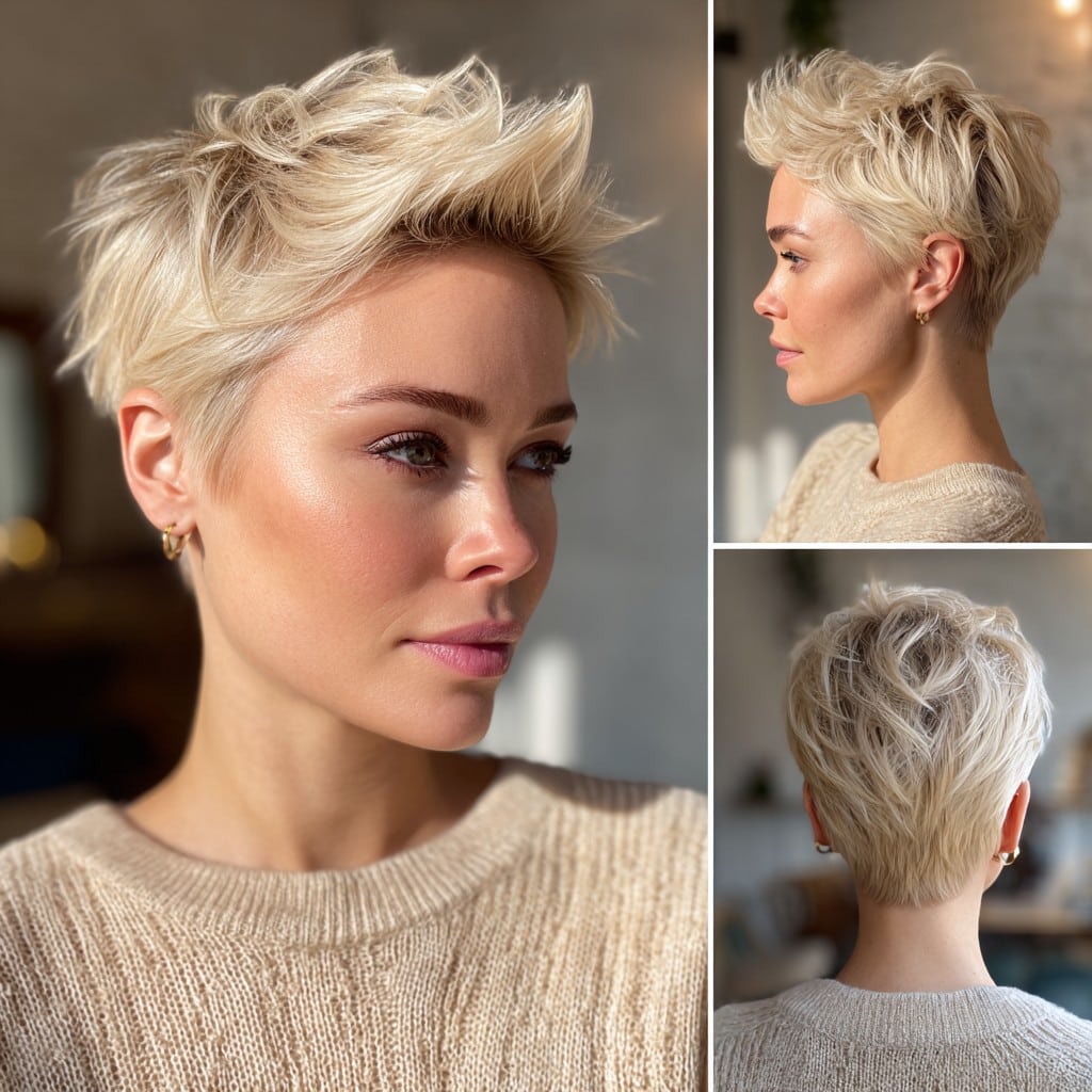 Platinum Textured Pixie Hair