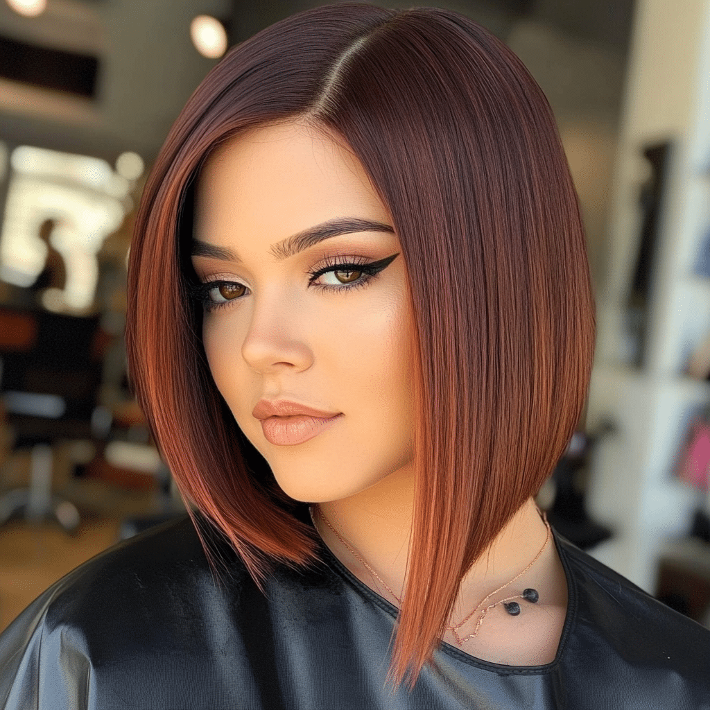 Rich Mahogany Asymmetrical Bob