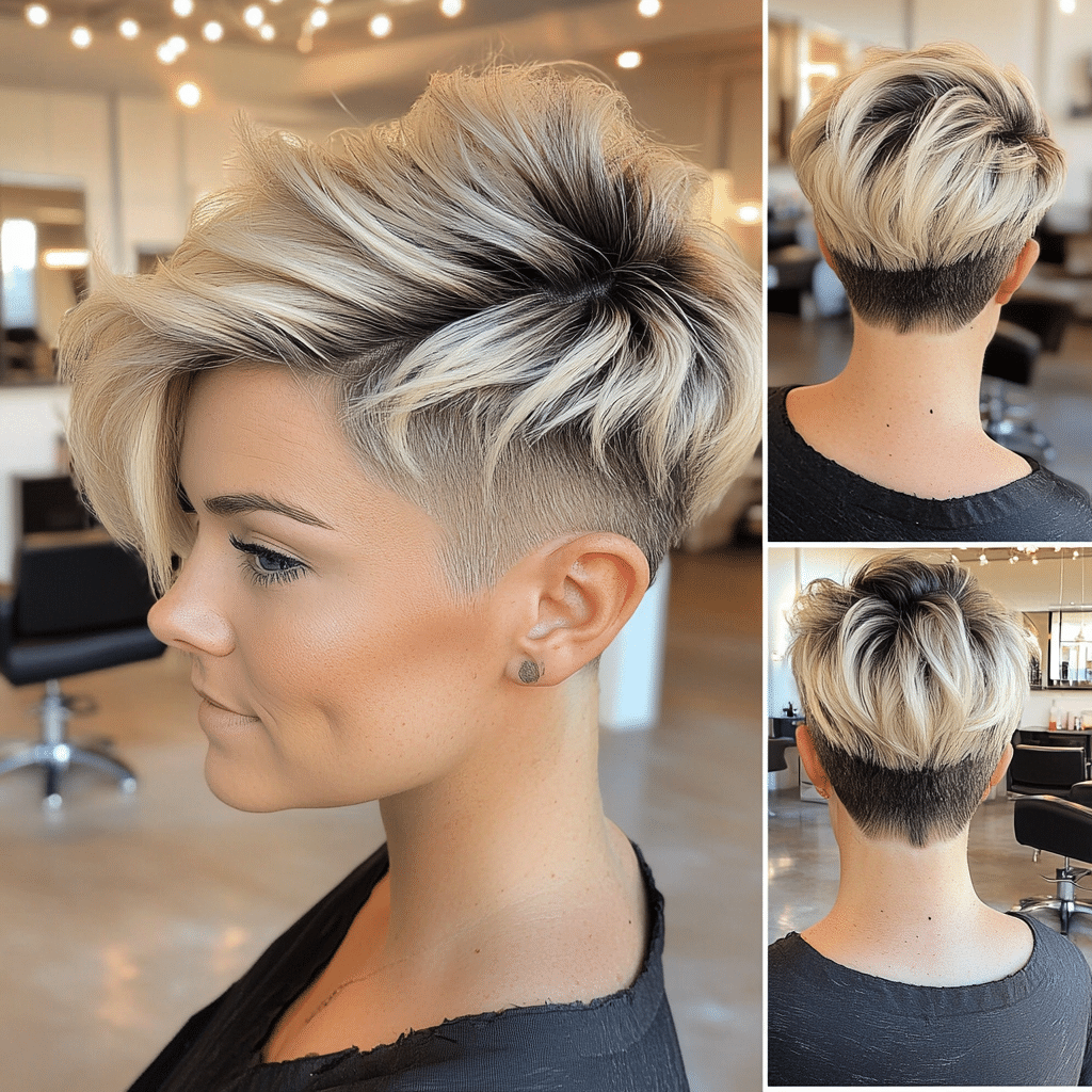 Rooted Blonde Pixie Hair
