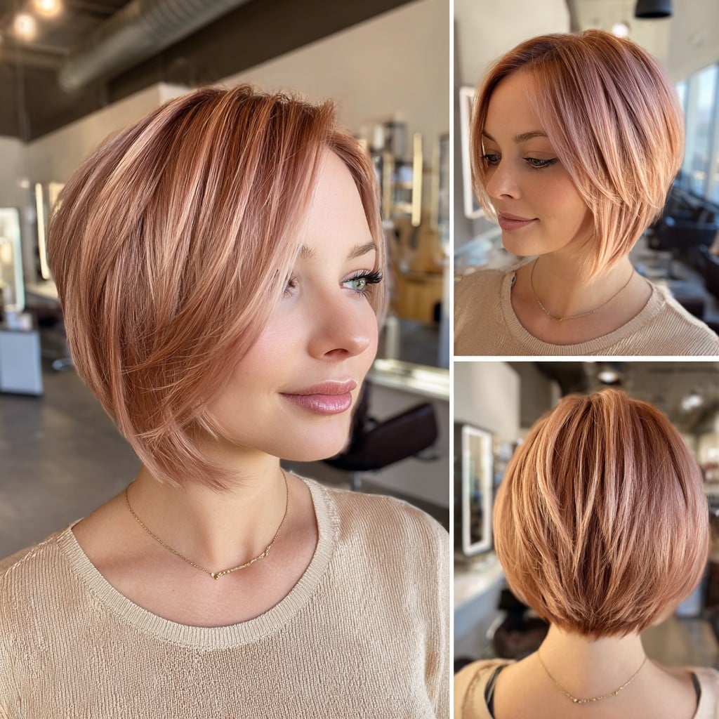Rose Gold Bob Hair