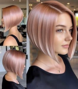 Rose Quartz Asymmetrical Bob Hair