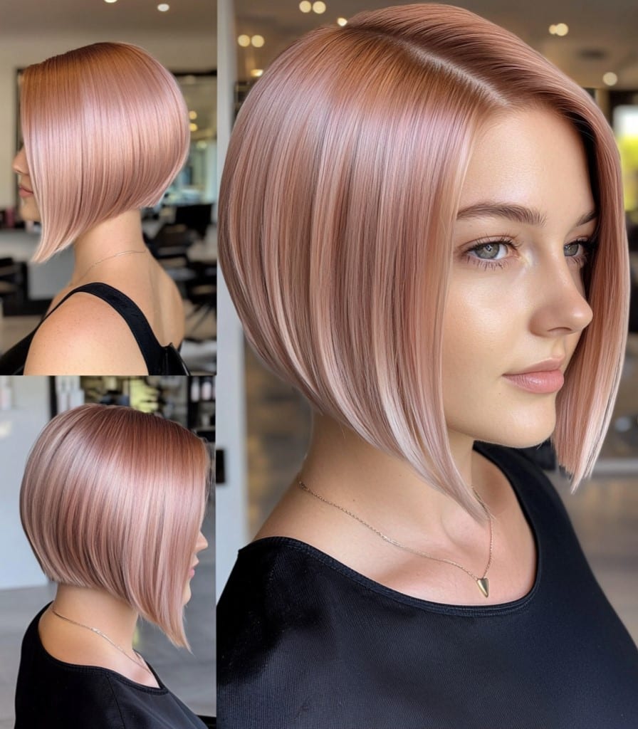 Rose Quartz Asymmetrical Bob Hair