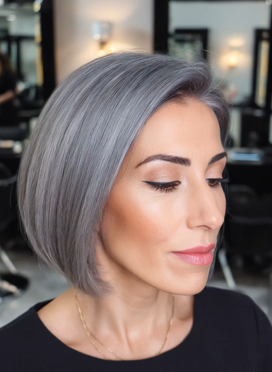 Top 49 Side-Parted Bob To Elevate Your Style Silvery Steel Gray Hair