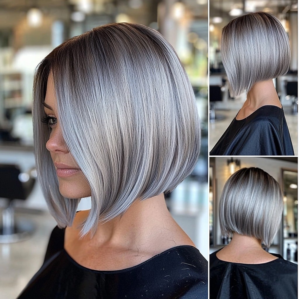 Silver Ombre Bob Hair