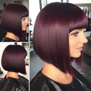 Sleek Burgundy A-Line Bob Hair