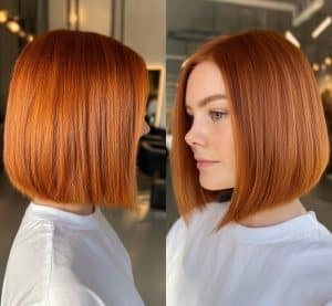 Sleek Copper Bob Hair