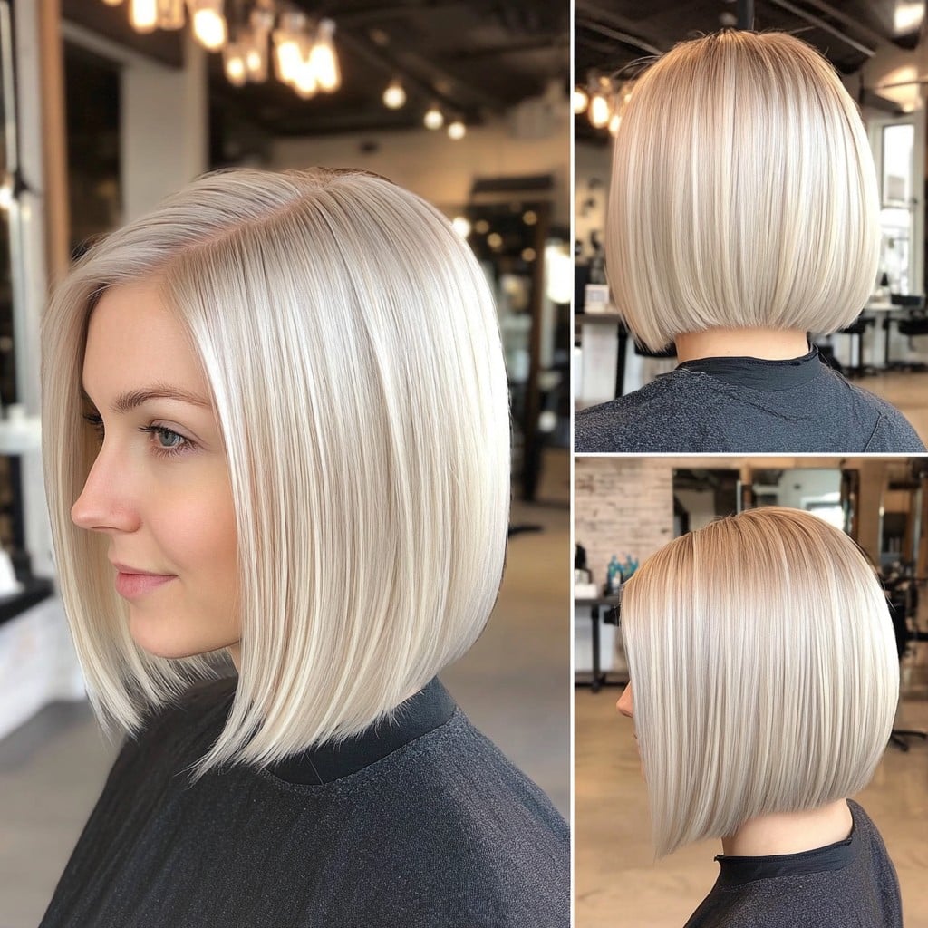 Sleek Platinum Long Bob for Fine Hair