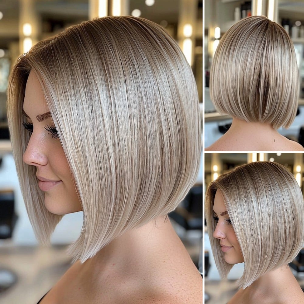 Sleek Platinum Long Bob