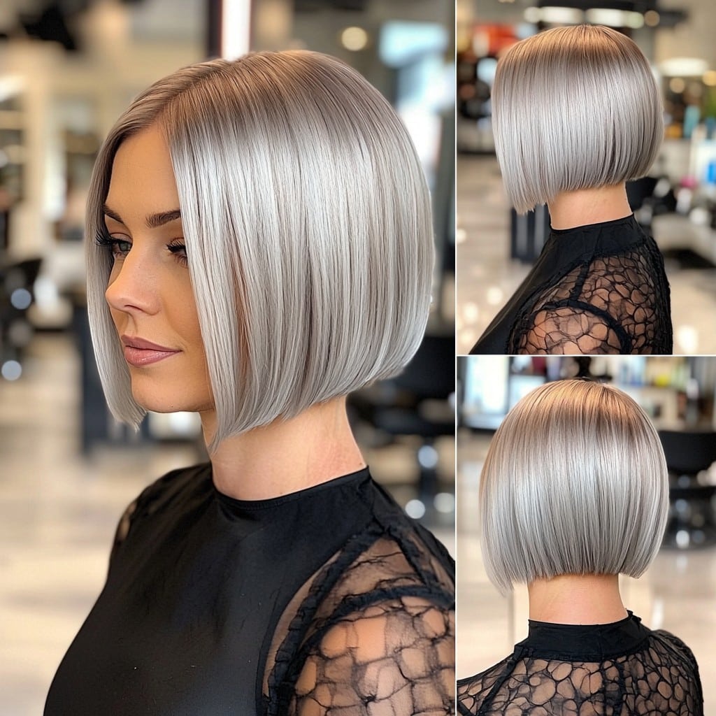 Sleek Silver Sliced Bob