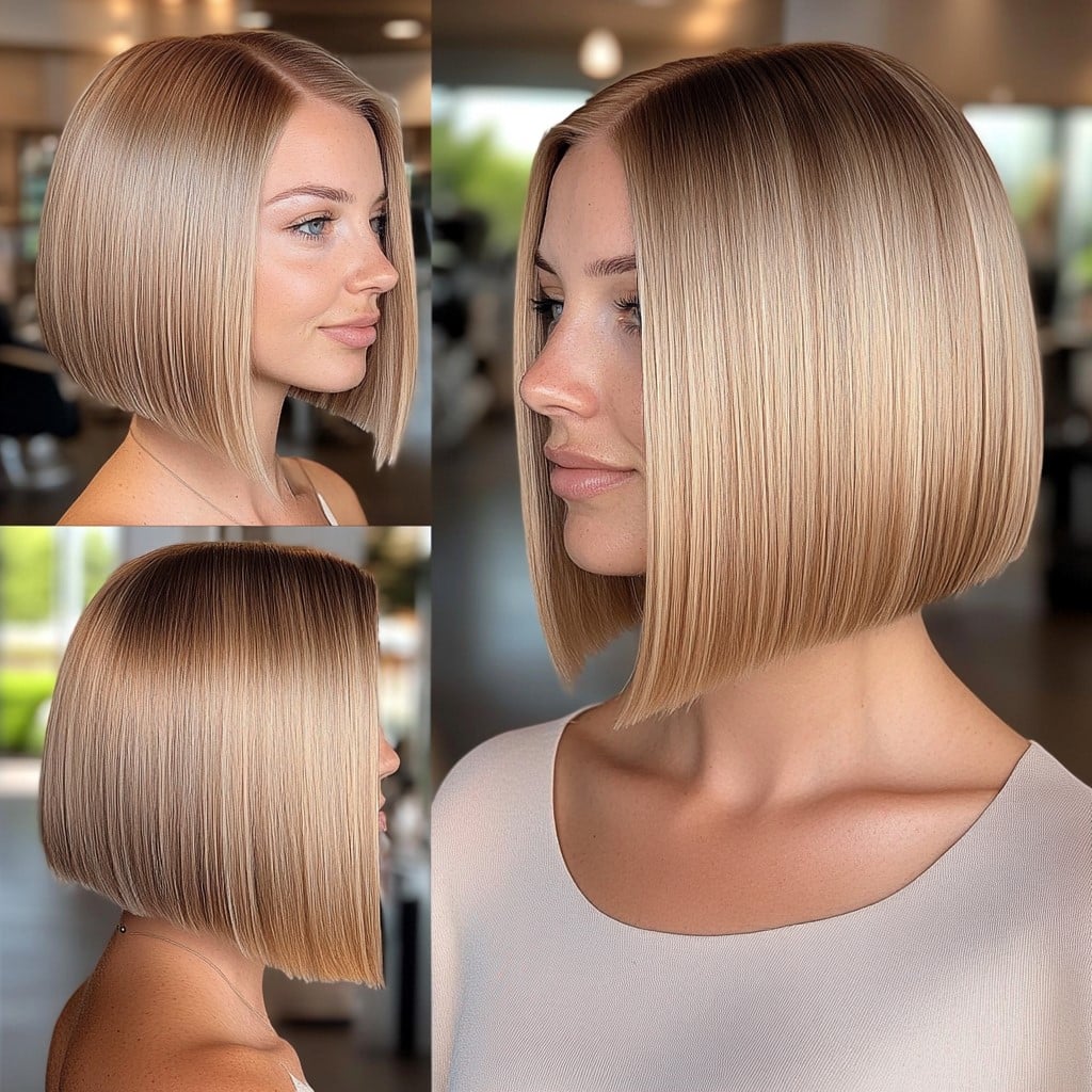 Sleek Vanilla Blonde One-Length Bob