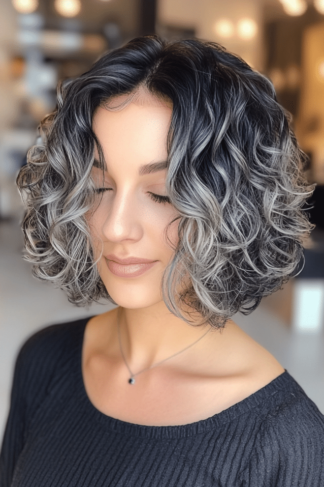 Smoky Charcoal with Silver Accents Hair
