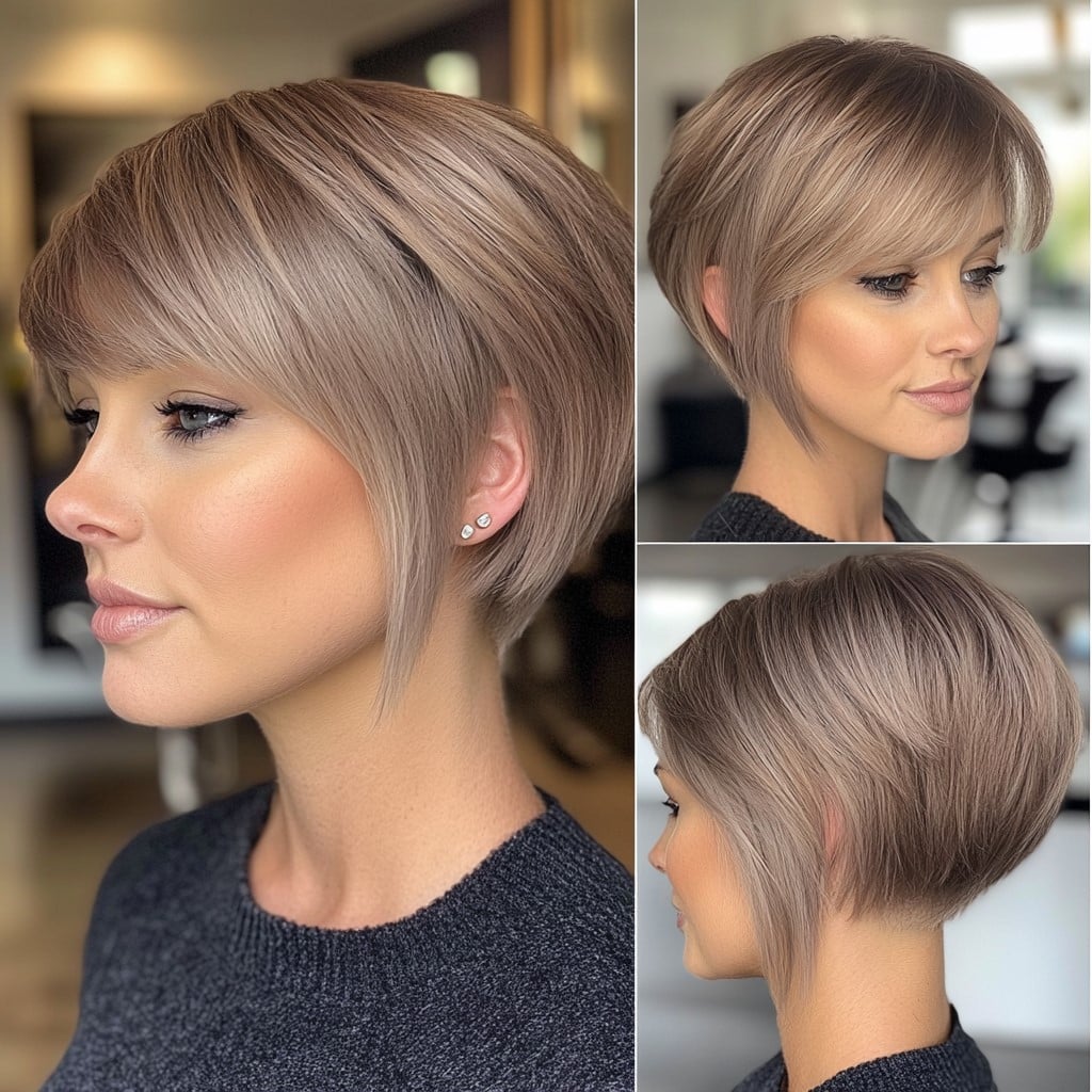 Smoky Taupe Blonde Pixie Hair