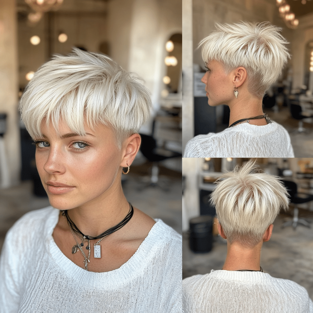 Snowy Platinum Pixie Hair