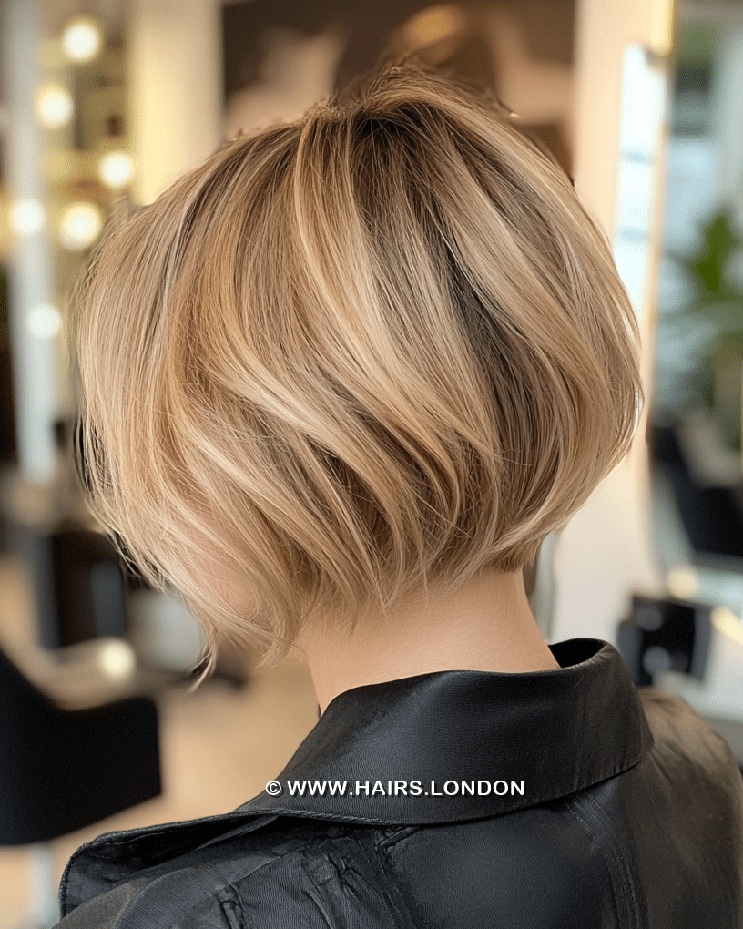 Soft Beige Blonde Pixie Bob Hair