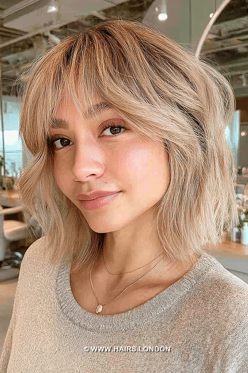 Soft Beige Blonde Shag Hair