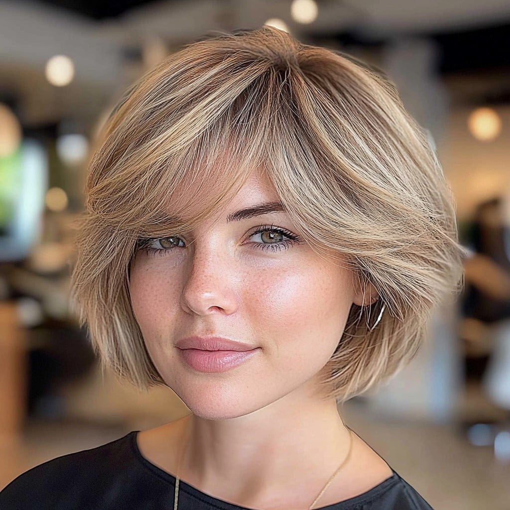 Soft Beige Feathered Bob