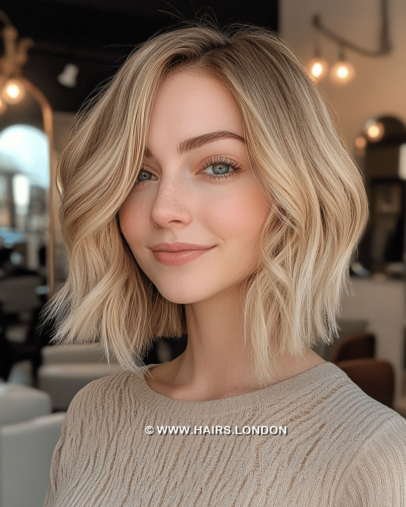Soft Champagne Blonde Bob Hair