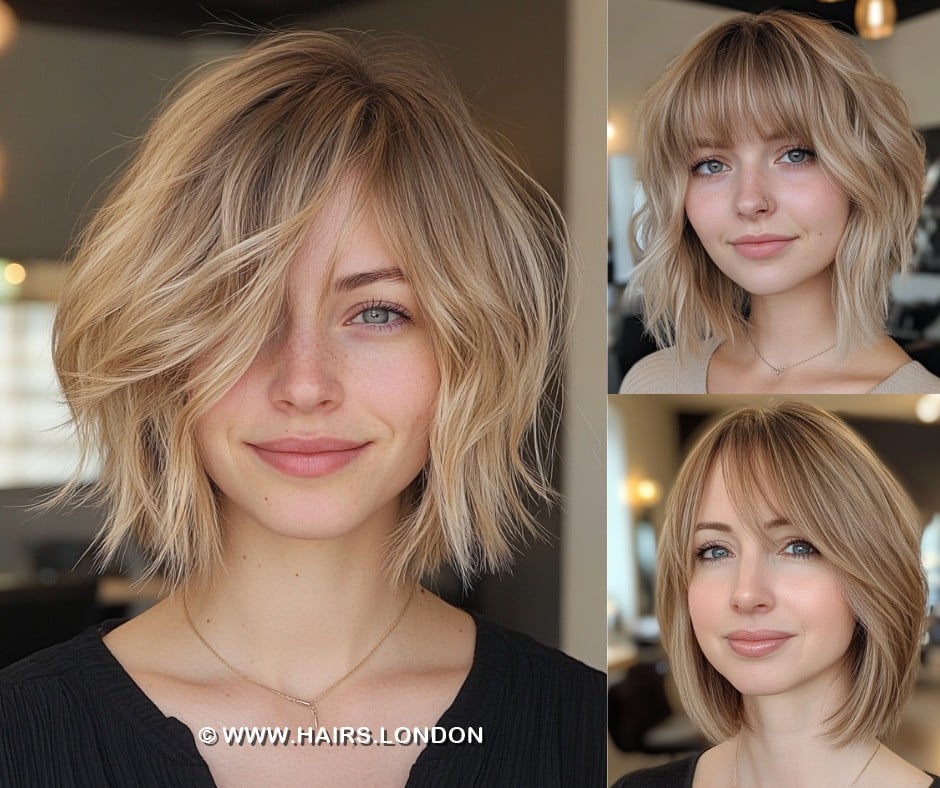 Soft Golden Blonde Layered Bob Hair
