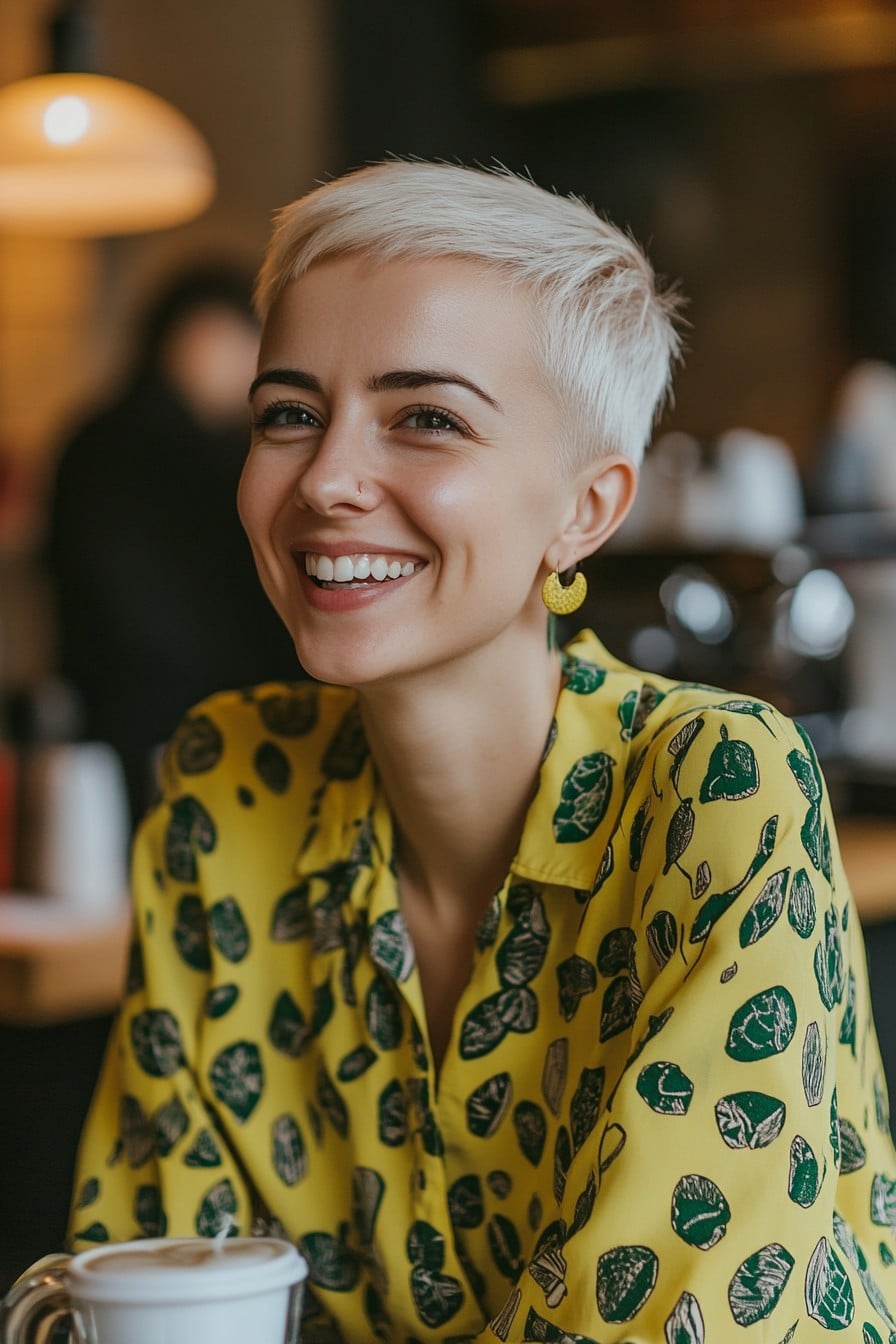 Soft Platinum Blonde Pixie Hair