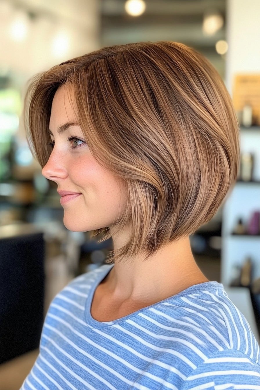 Softly Layered Brunette Bob