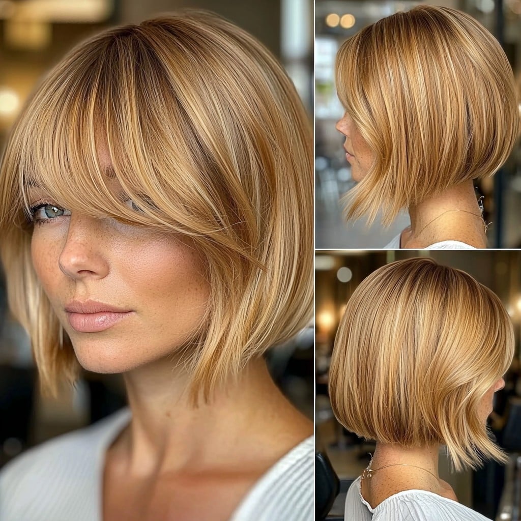 Strawberry Blonde Bob with Bangs
