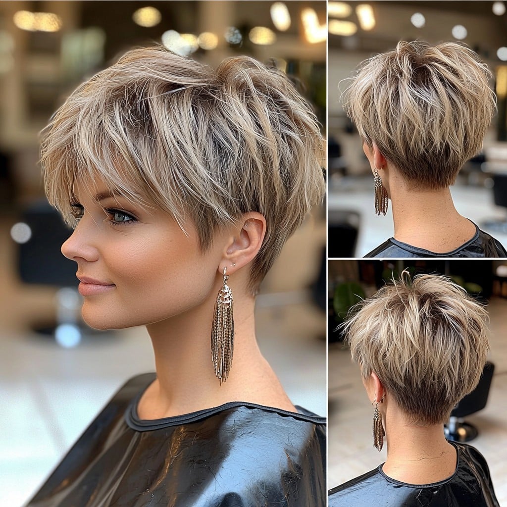 Textured Blonde Pixie Bob with Volume