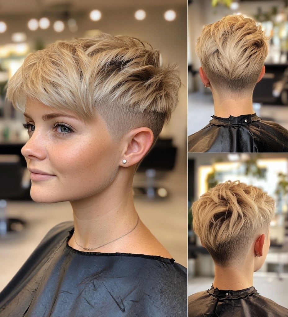 Textured Blonde Undercut Pixie Hair