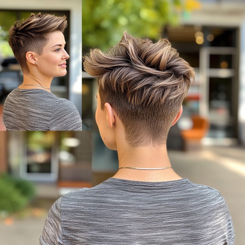 Textured Brunette Pixie Cut