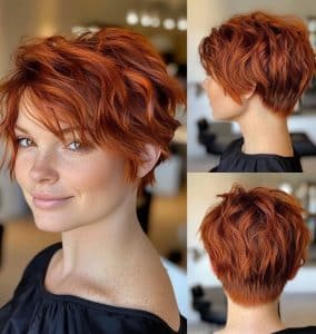 Textured Copper Bixie Hair