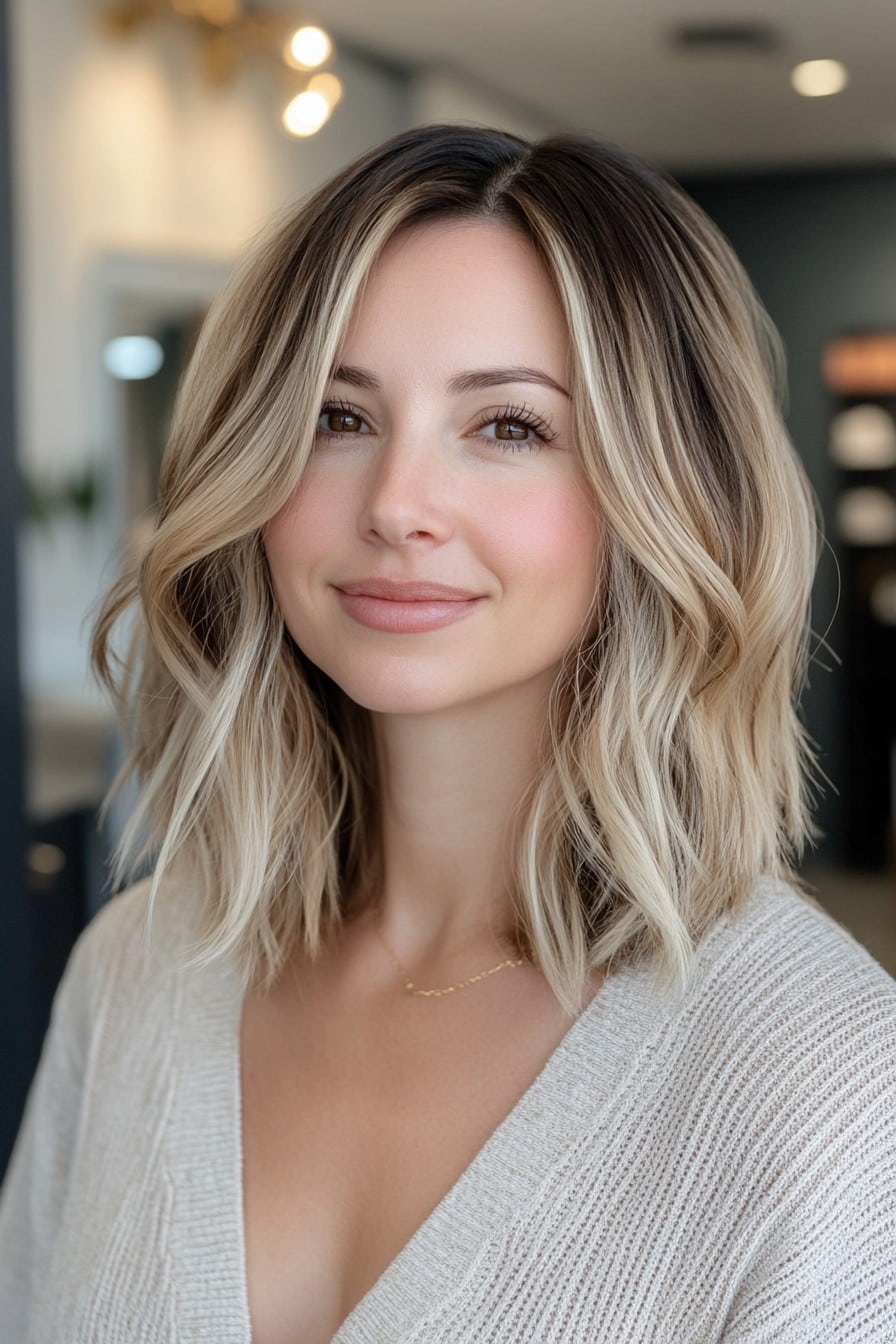 Textured Lob with Soft Balayage