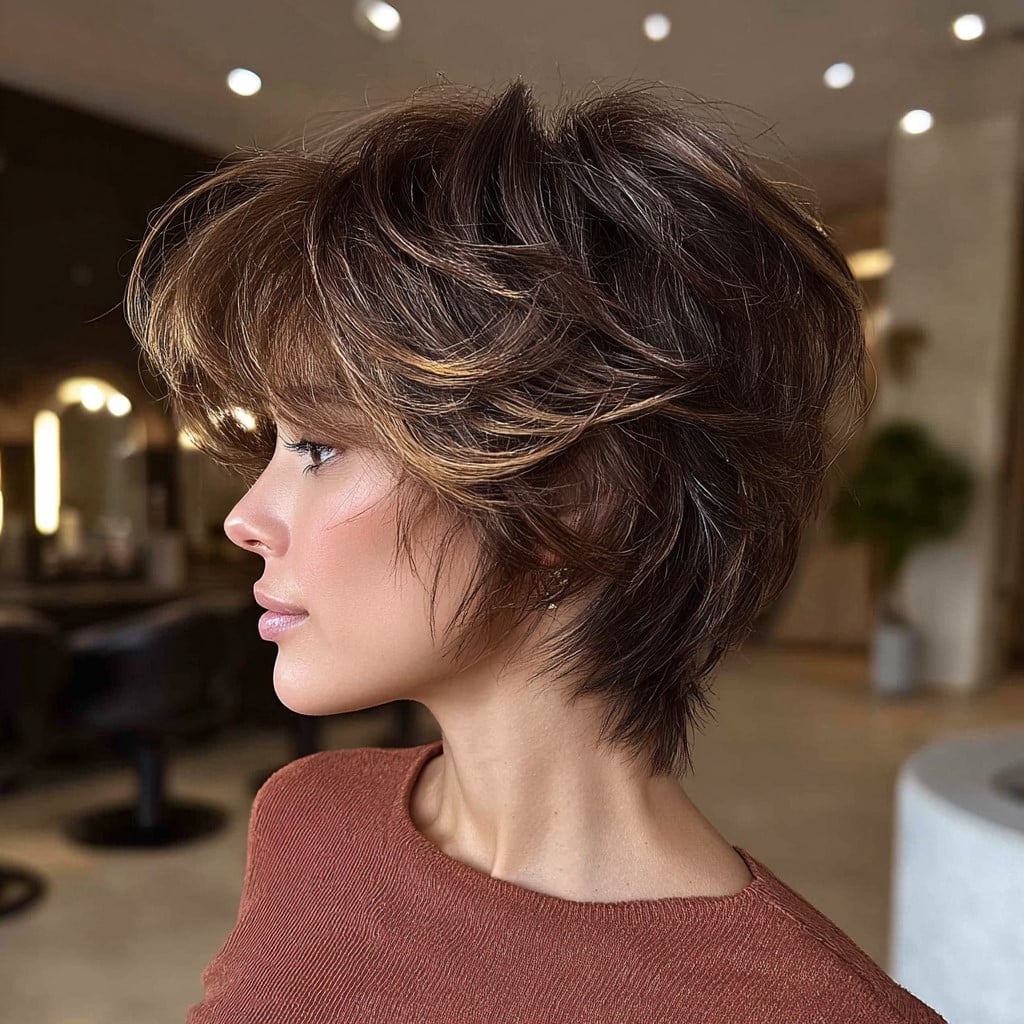 Textured Mocha Bixie with Golden Highlights