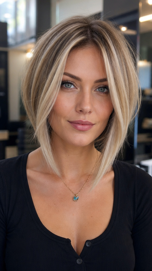 The 38 Best A-Line Bobs with Bangs Icy Vanilla Blonde Hair