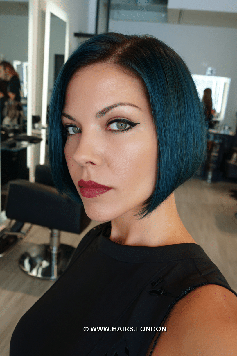 Midnight Teal Blue Hair