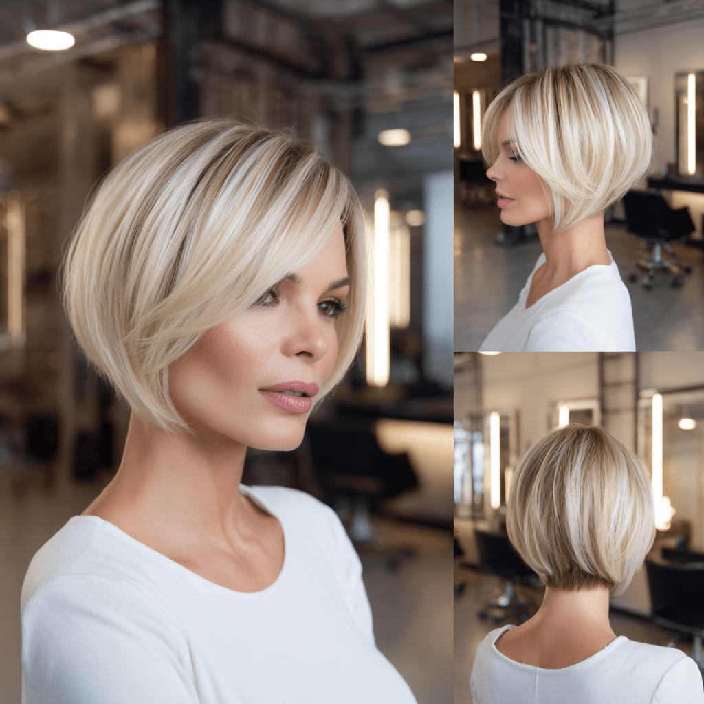 Creamy Vanilla Blonde Bob Hair