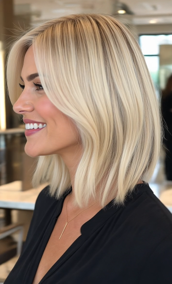 Top 53 Side-Parted Bob To Elevate Your Style Ivory Pearl Blonde Hair