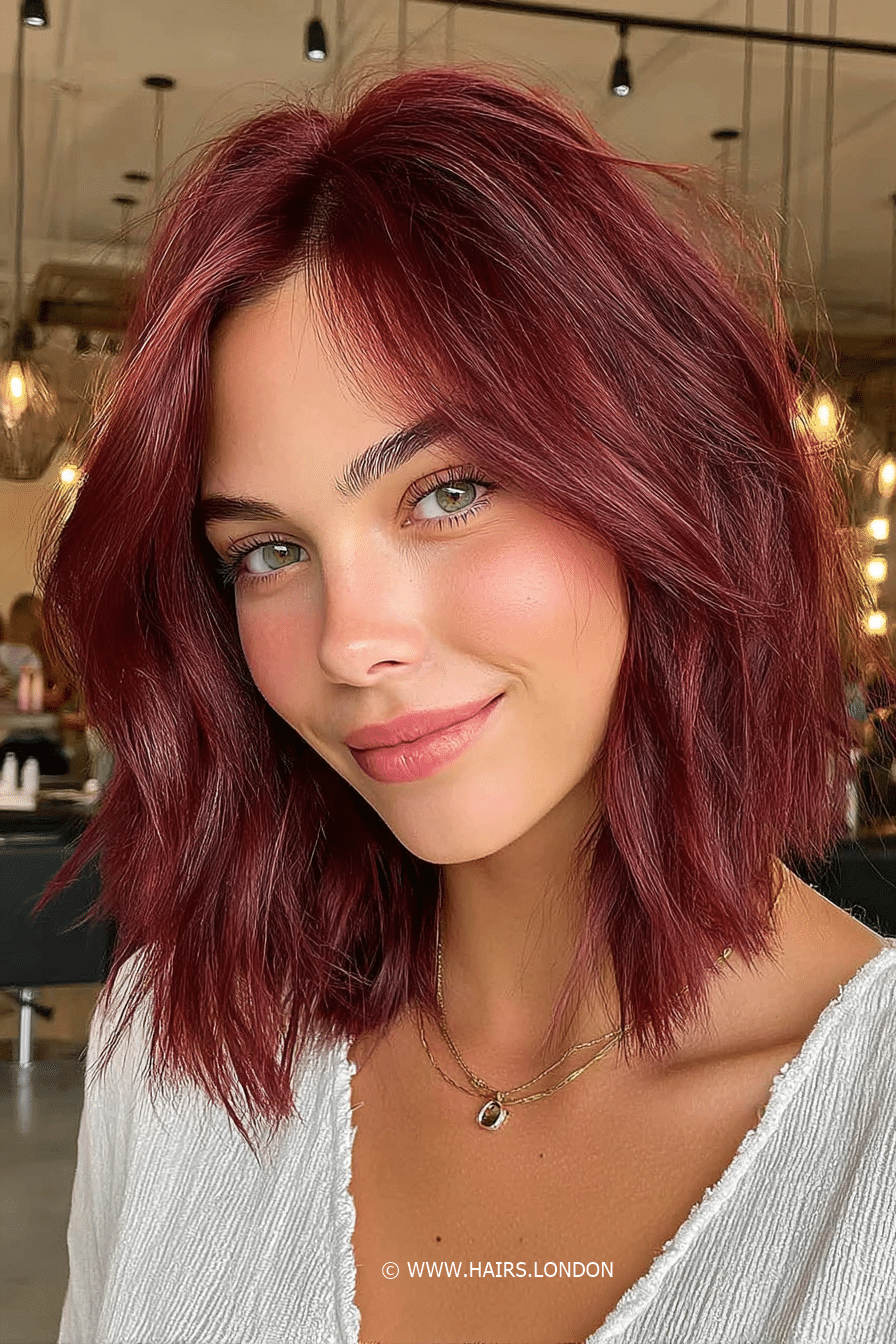 Vibrant Cherry Burgundy Hair