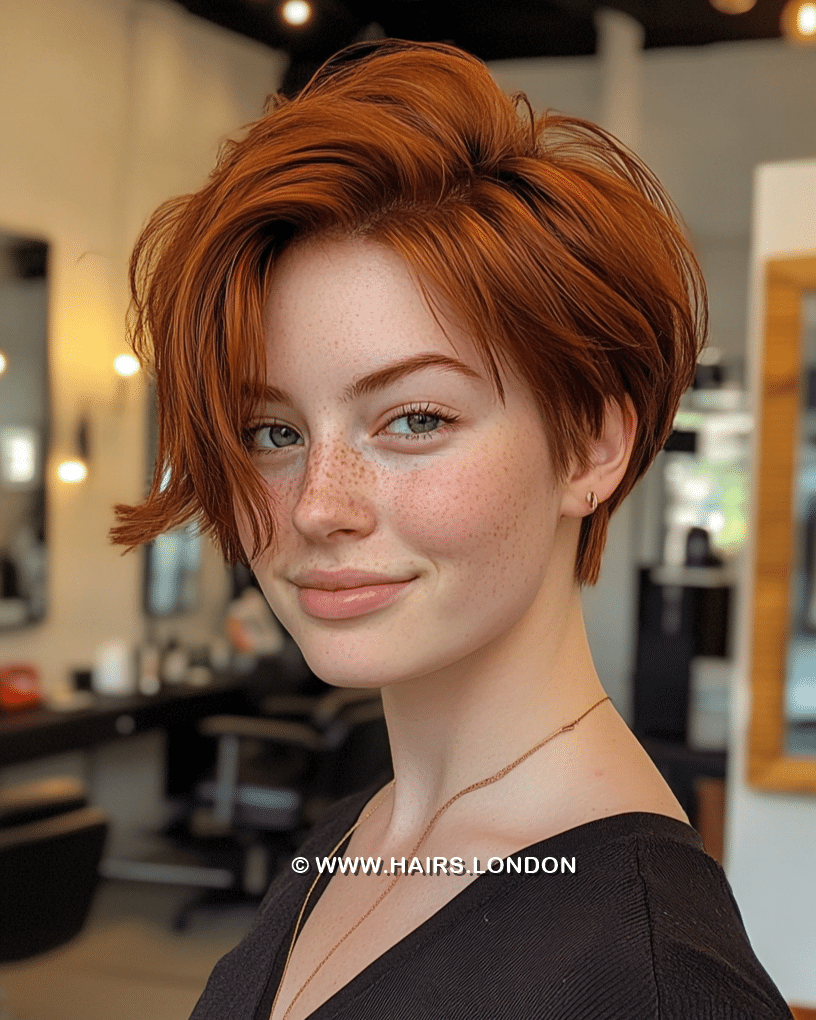 Vibrant Copper Ginger Pixie Hair