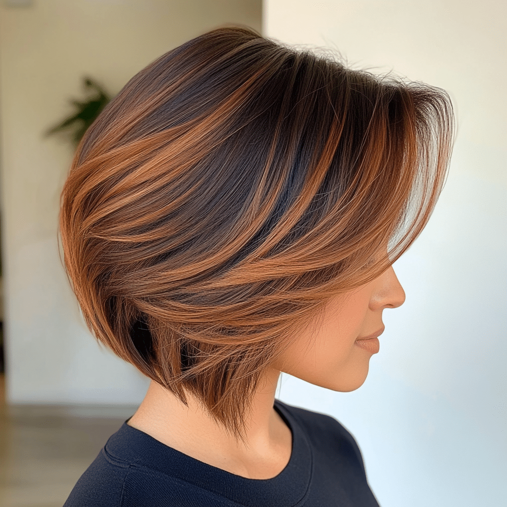 Warm Chestnut with Caramel Highlights Hair