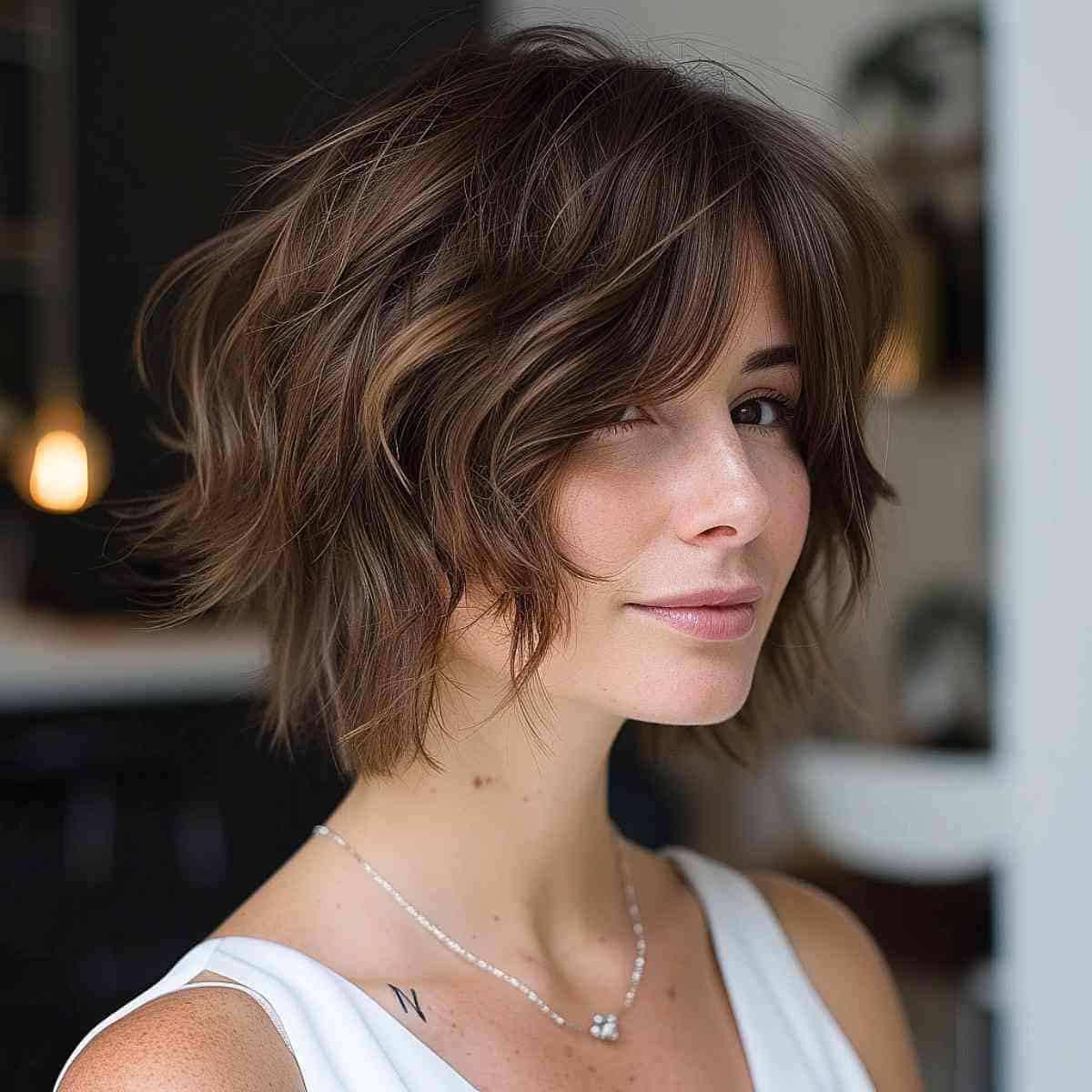 Angled Short Shag Bob Haircut