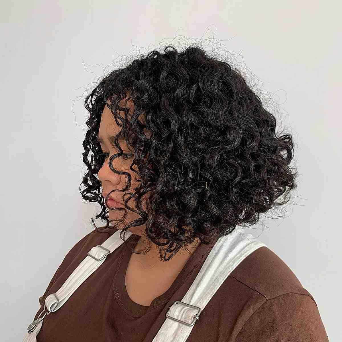 Curly Bob Haircut for Round Faces