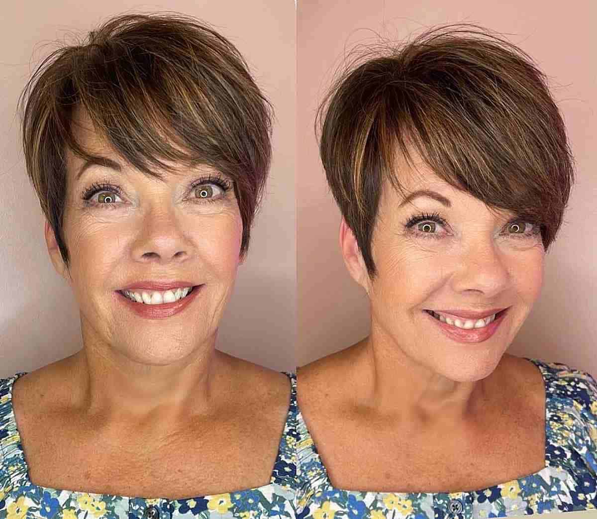 Cute Pixie with Natural Highlights for Fine Hair