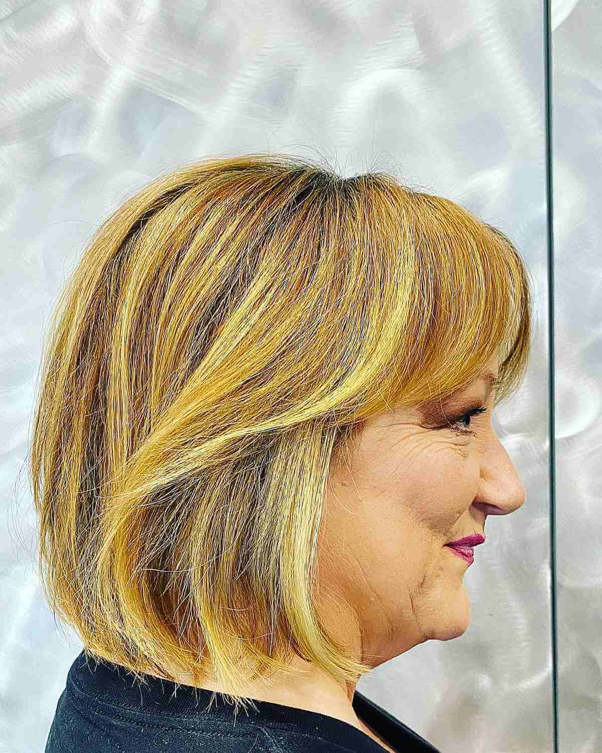 Golden Blonde Layered Razored Bob Cut