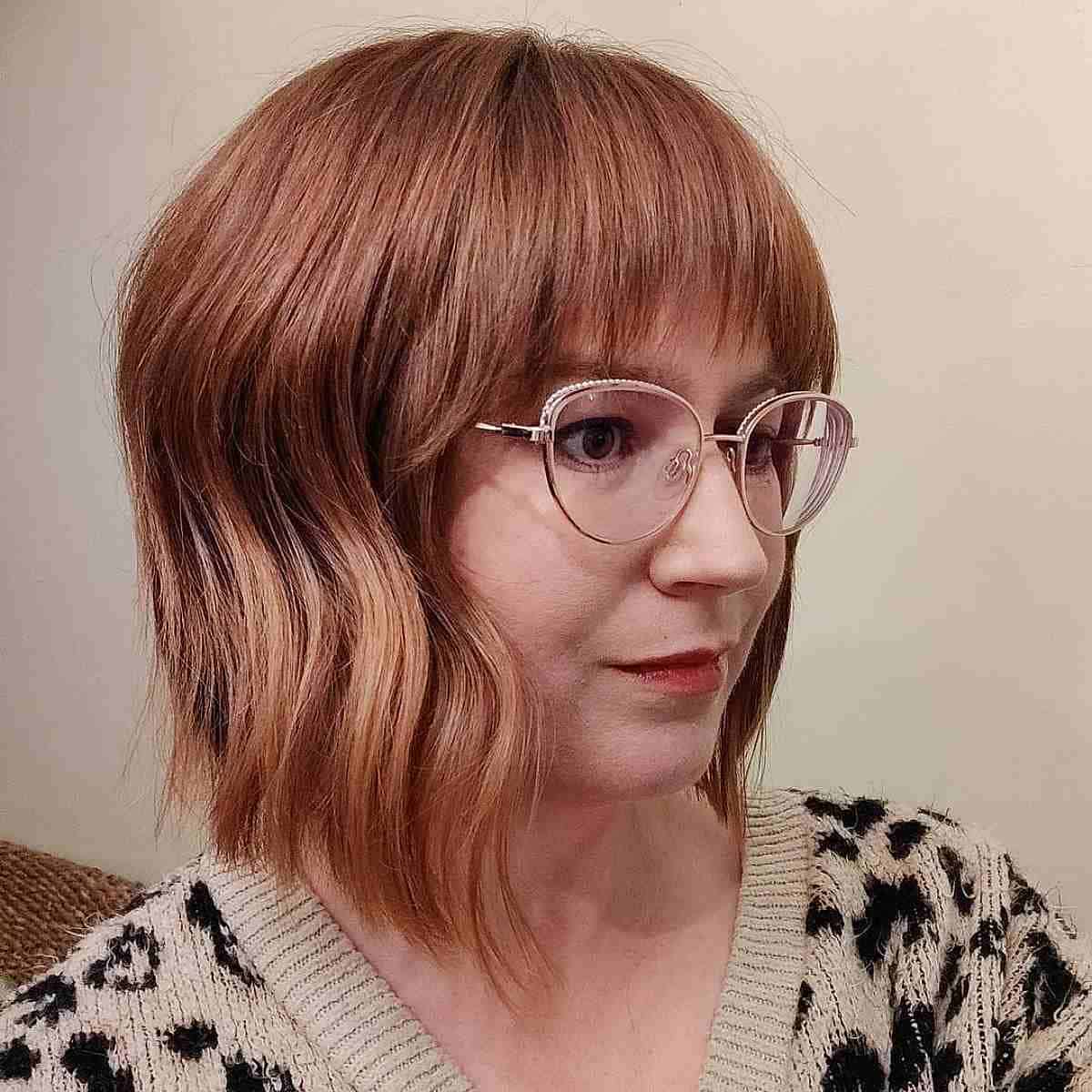 Loose Waves on Lob Cut with Bangs