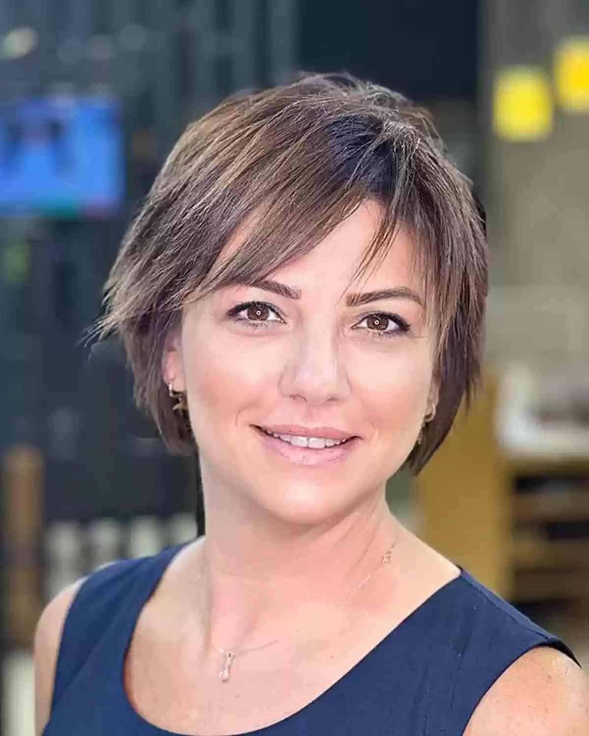 Side Bangs on a Cute Short Bob Cut