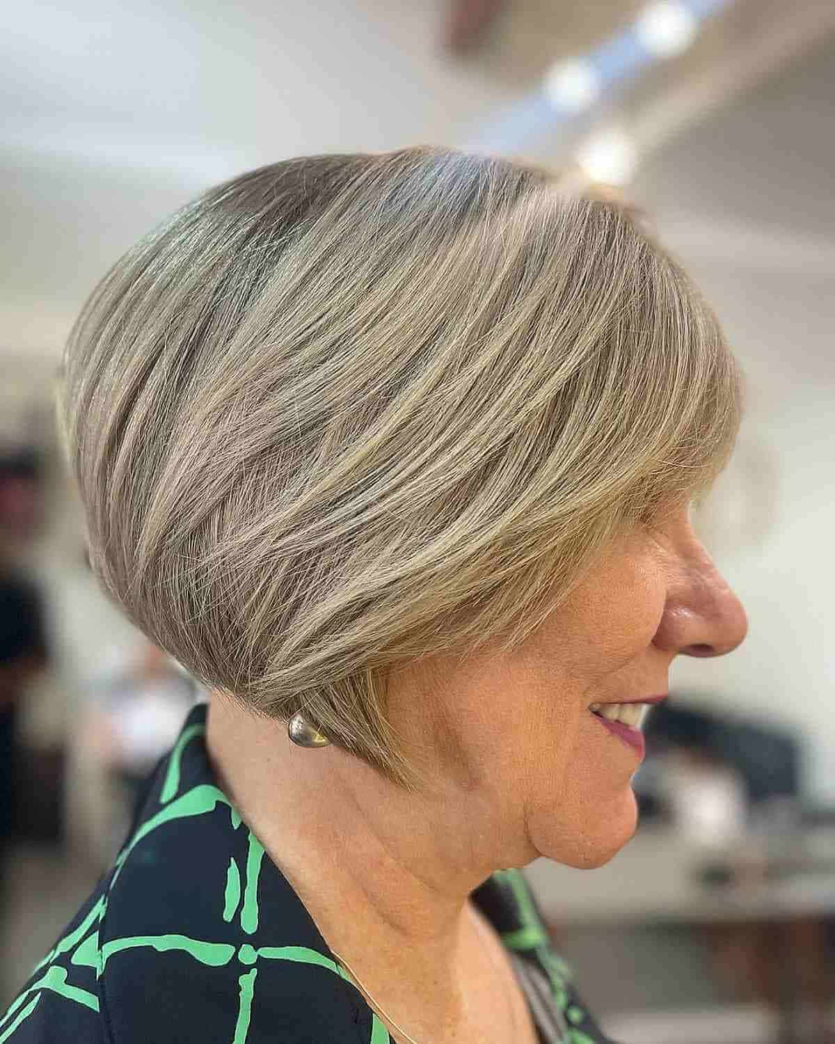 Soft Jaw-Length Layered Bob for Older Women