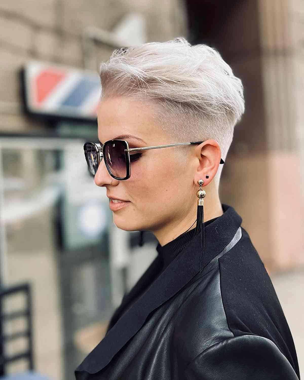 Undercut Disconnected Pixie with Shaved Sides